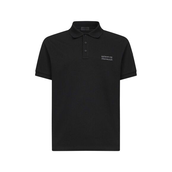 Moncler Men Black Cotton Pique Logo Polo Shirt